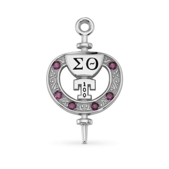 Centennial Jeweled Key Pin - Sterling Silver